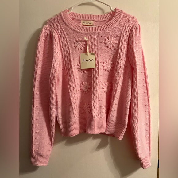 Marled Sweaters - NWT Marled Pink Blossom Decorative Spring Sweater